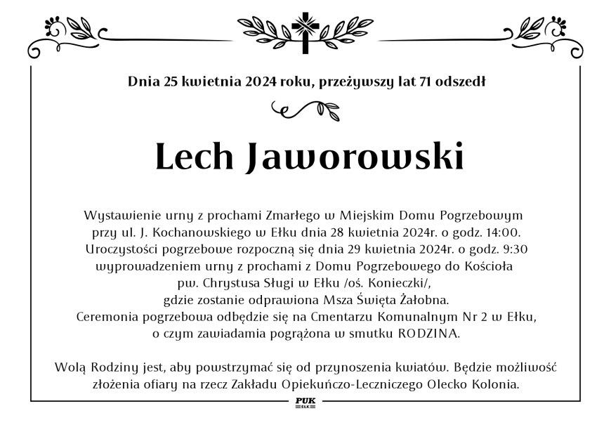 Lech Jaworowski - nekrolog